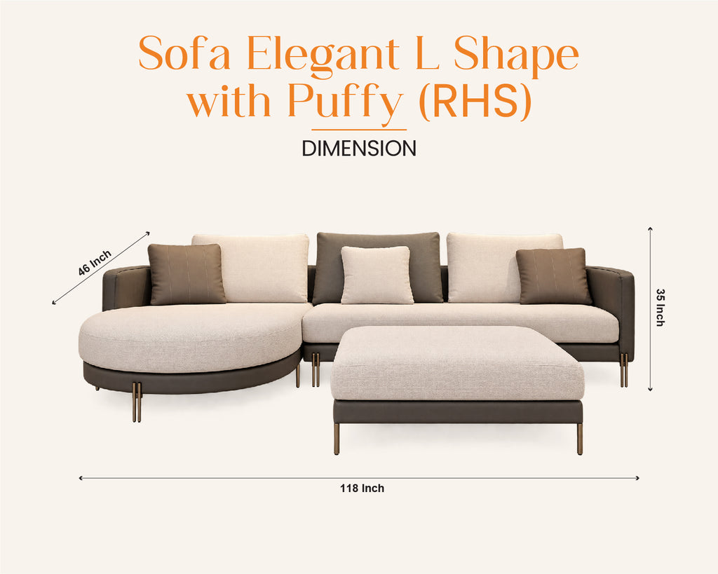 SOFA ELEGANT L SHAPE WITH PUFFY RHS