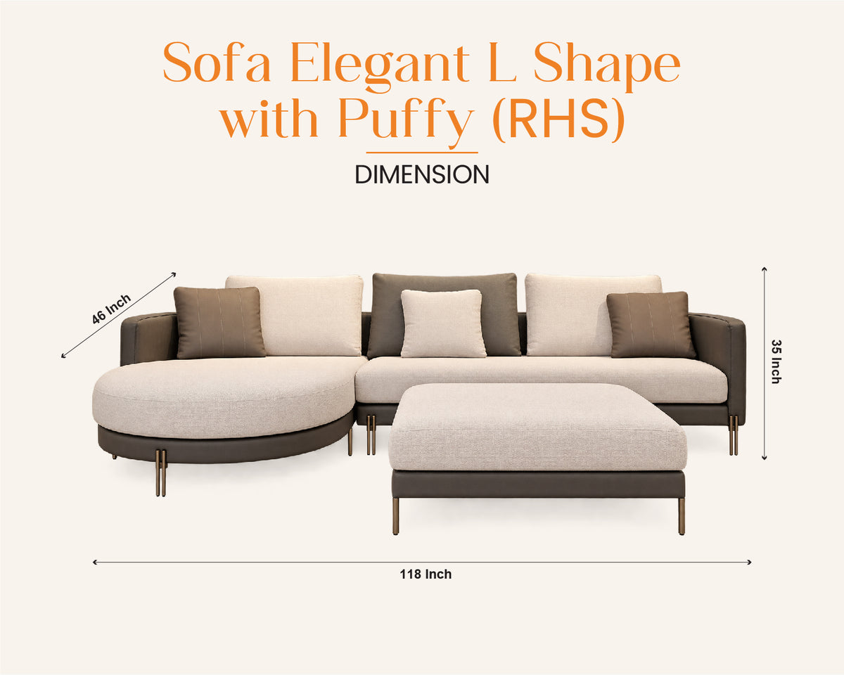 SOFA ELEGANT L SHAPE WITH PUFFY RHS